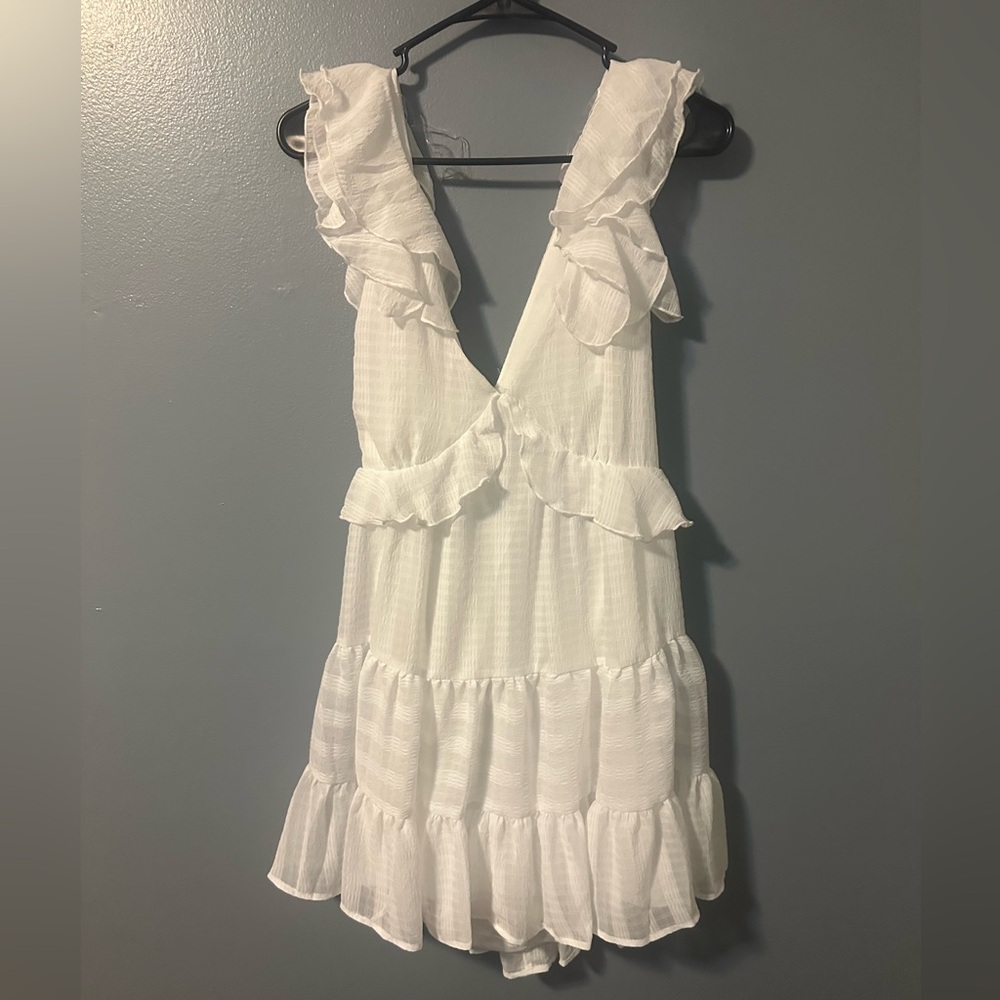 Trixxi White Ruffle Mini Dress
